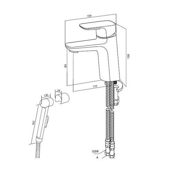 Смеситель для раковины (умывальника) AM.PM Spirit F7003000 с гигиеническим душем, хром-1