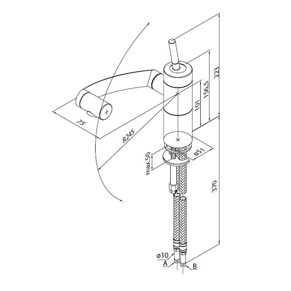 Смеситель для кухни Damixa Arc 290007364 3D с поворотным изливом, черный-4