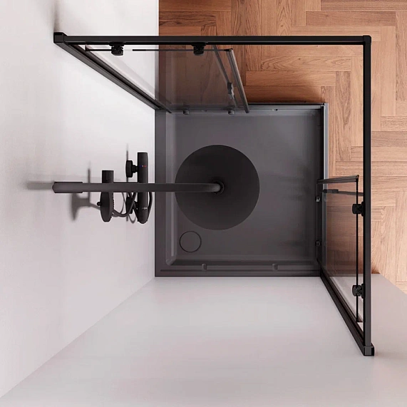 Душевое ограждение без поддона 90x90 AM.PM Gem W90G-403-090BT профиль черный матовый-2