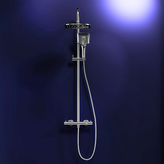 Душевая система Damixa Option DX218092000 стойка с тропическим душем, термостатом, смесителем, хром-1