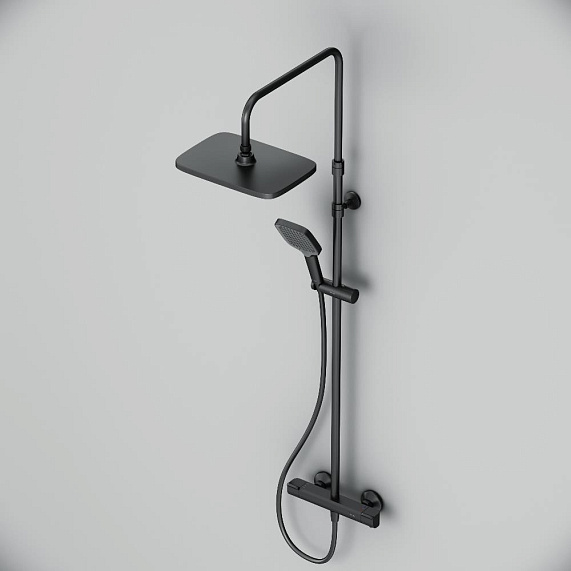 Душевая система AM.PM Func F078F422 стойка с тропическим душем, термостатом, смесителем, черная-6