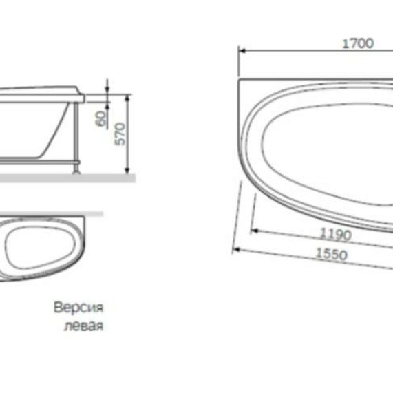 Ванна акриловая 170x110 AM.PM Like W80A-170R110W-A асимметричная белая глянцевая-9