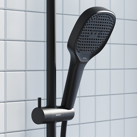 Душевая система Damixa Merkur 940730300 стойка с тропическим душем, смесителем, черная матовая-3