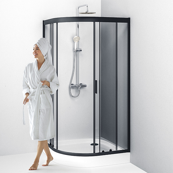 Душевое ограждение без поддона 100x100 AM.PM Gem W90G-401-100BT профиль черный матовый-4