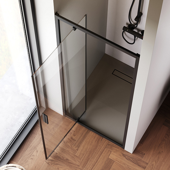 Душевая перегородка с дверью 80x195 AM.PM Gem W90G-80-1P-BT прозрачное стекло, профиль черный матовый-2