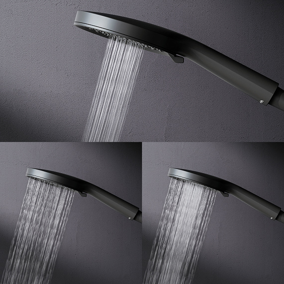 Душевая система AM.PM X-Joy F0785A522 стойка с тропическим душем, термостатом, смесителем, изливом, черная матовая-6