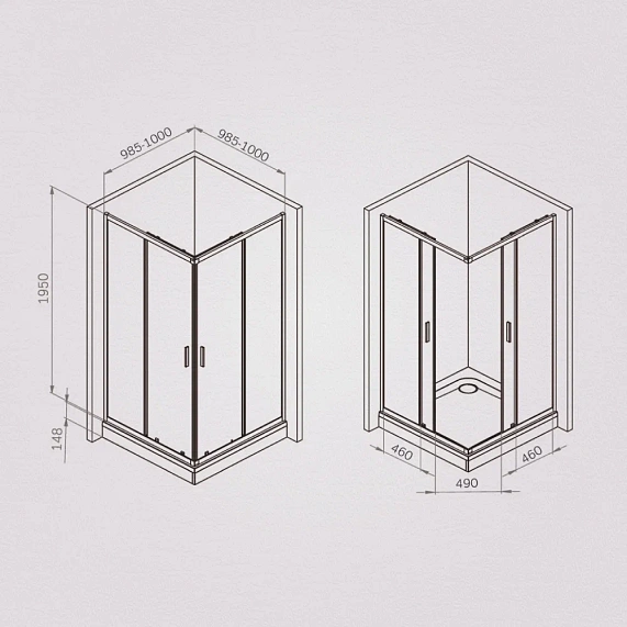 Душевое ограждение без поддона 100x100 AM.PM Gem W90G-403-100100-MT профиль серебристый-6