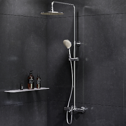 Душевая система AM.PM Gem F0790510 стойка с тропическим душем, термостатом, смесителем, изливом, хром