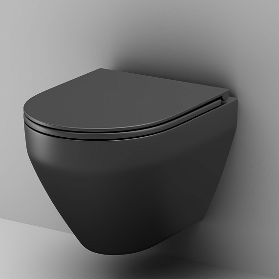 Унитаз подвесной AM.PM Spirit 2.0 C701700MBSC безободковый с сиденьем микролифт, черный матовый-3
