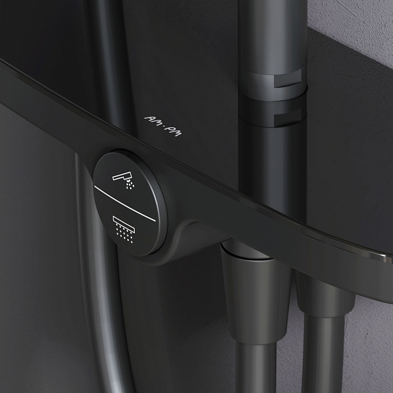 Душевая система AM.PM Like F0780222 стойка с тропическим душем, черная матовая-3