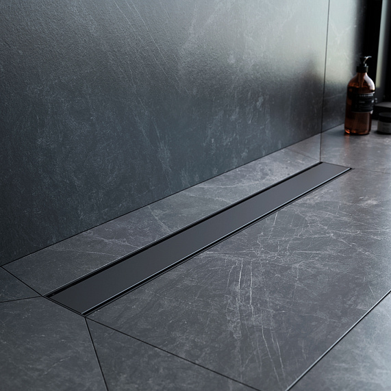 Душевой трап (лоток) 70 AM.PM PrimeFlow W02SC-U11-070-04BM комбинированный затвор с черной матовой решеткой под плитку-7