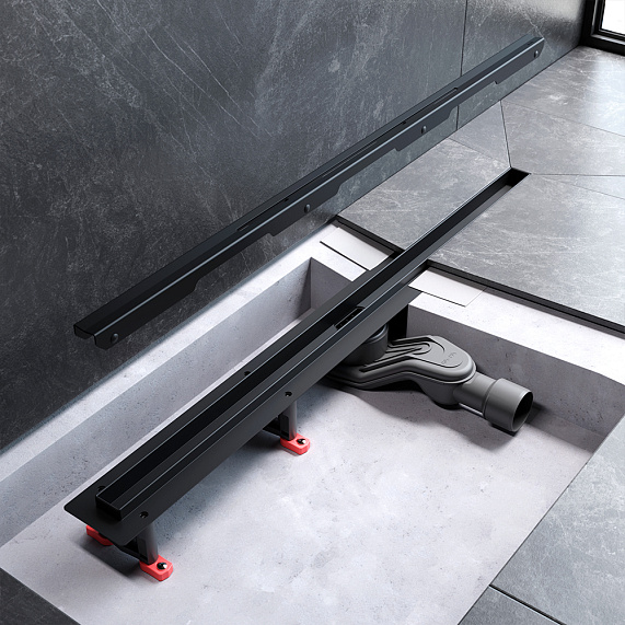 Душевой трап (лоток) 80 AM.PM MasterFlow Slim W01SC-S11-080-05BM комбинированный затвор с черной матовой решеткой-7