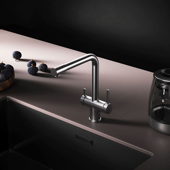 Смеситель для кухни AM.PM Func F8F05711 высокий с L-изливом с каналом для питьевой воды, сатин-4