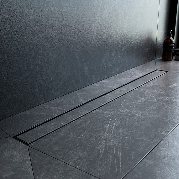 Душевой трап (лоток) 90 AM.PM MasterFlow W01SC-U11-090-04BM комбинированный затвор с черной матовой решеткой под плитку-6