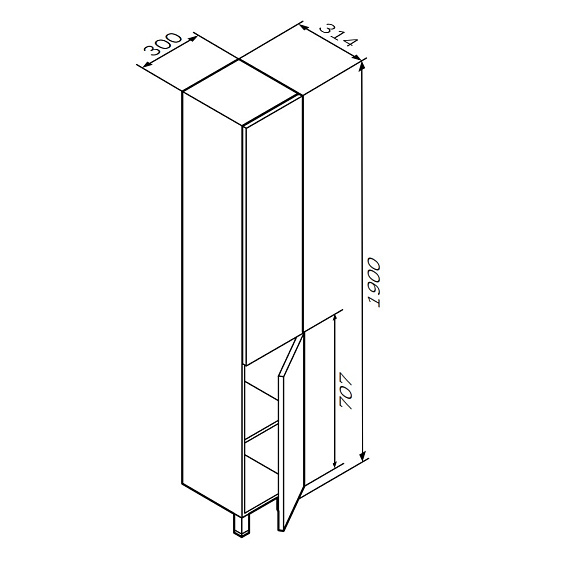 Шкаф-пенал для ванной 30 AM.PM Gem M90CSR0306WG напольный правый белый глянец-5