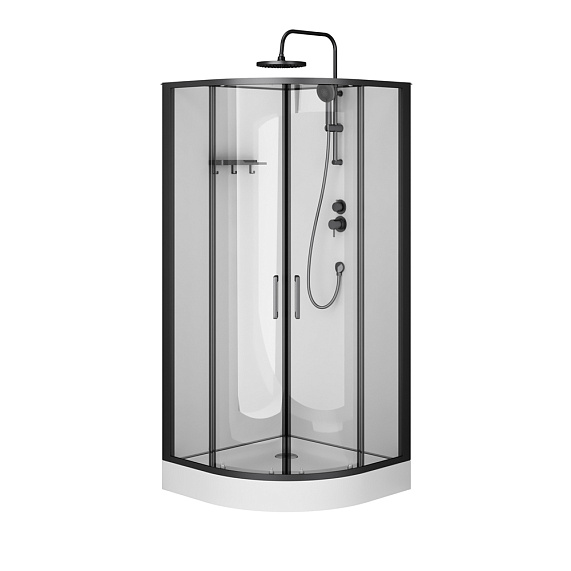 Душевая кабина 90x90 AM.PM Above W9XC-401-9090BT профиль черный матовый, низкий поддон-10