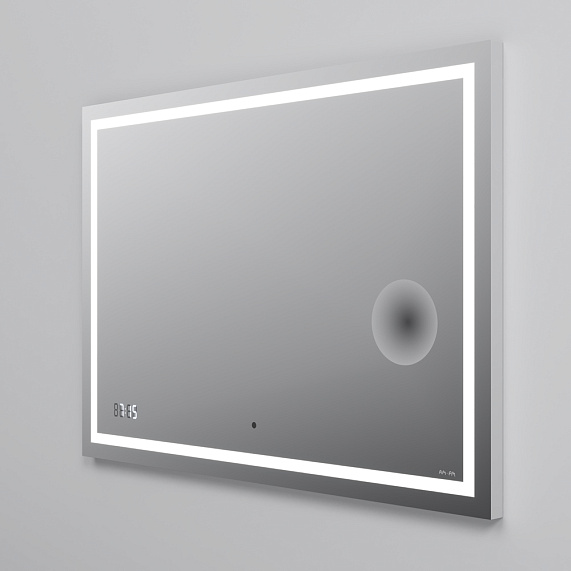 Зеркало с подсветкой в ванную прямоугольное 100 AM.PM Gem M91AMOX1003WG сенсорное с часами и косметическим зеркалом-5