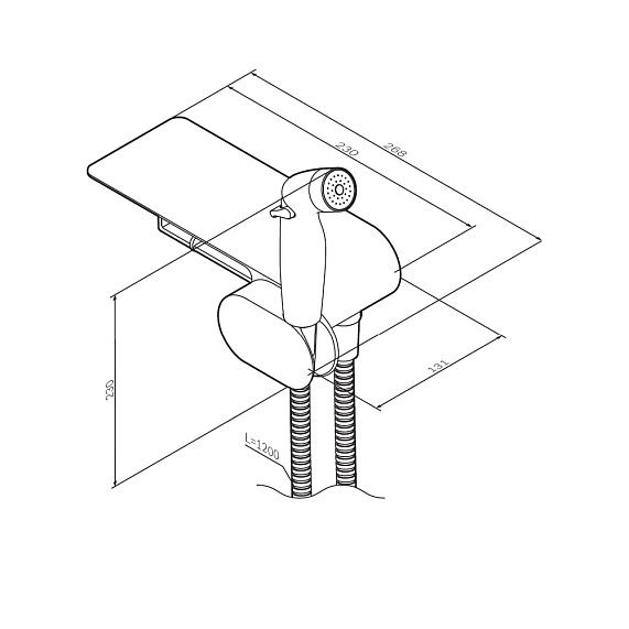 Гигиенический душ со смесителем AM.PM Like F0202622 черный встраиваемый, полка, шланг 1200, держатель туалетной бумаги-11
