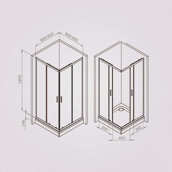 Душевое ограждение без поддона 90x90 AM.PM Gem W90G-403-9090MT профиль серебристый-6