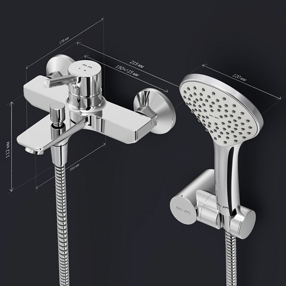 Смеситель для ванны и душа AM.PM X-Joy S F85B15000 душевая лейка, шланг 1750, хром-7