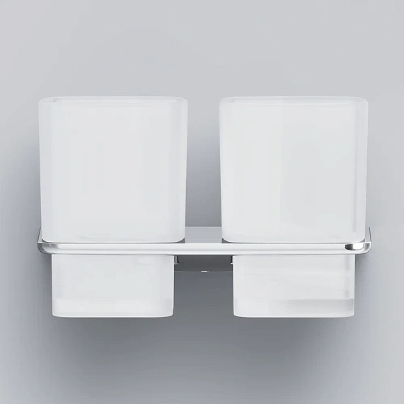 Стакан для зубных щеток настенный двойной AM.PM Inspire 2.0 A50A343400 стеклянный, хром-3