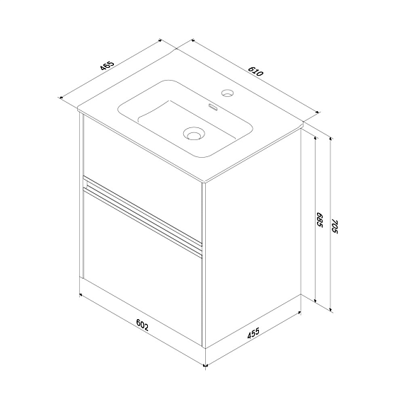 Тумба с раковиной 60 AM.PM Sense M7B-FUX0602WG-WCC0602WG подвесная/напольная на ножках, белый глянец-8