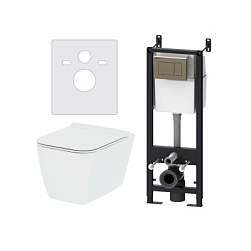 Унитаз подвесной безободковый с инсталляцией Damixa Titan DX78.IS10151.1700 сиденьем микролифт, хром механ. клавишей